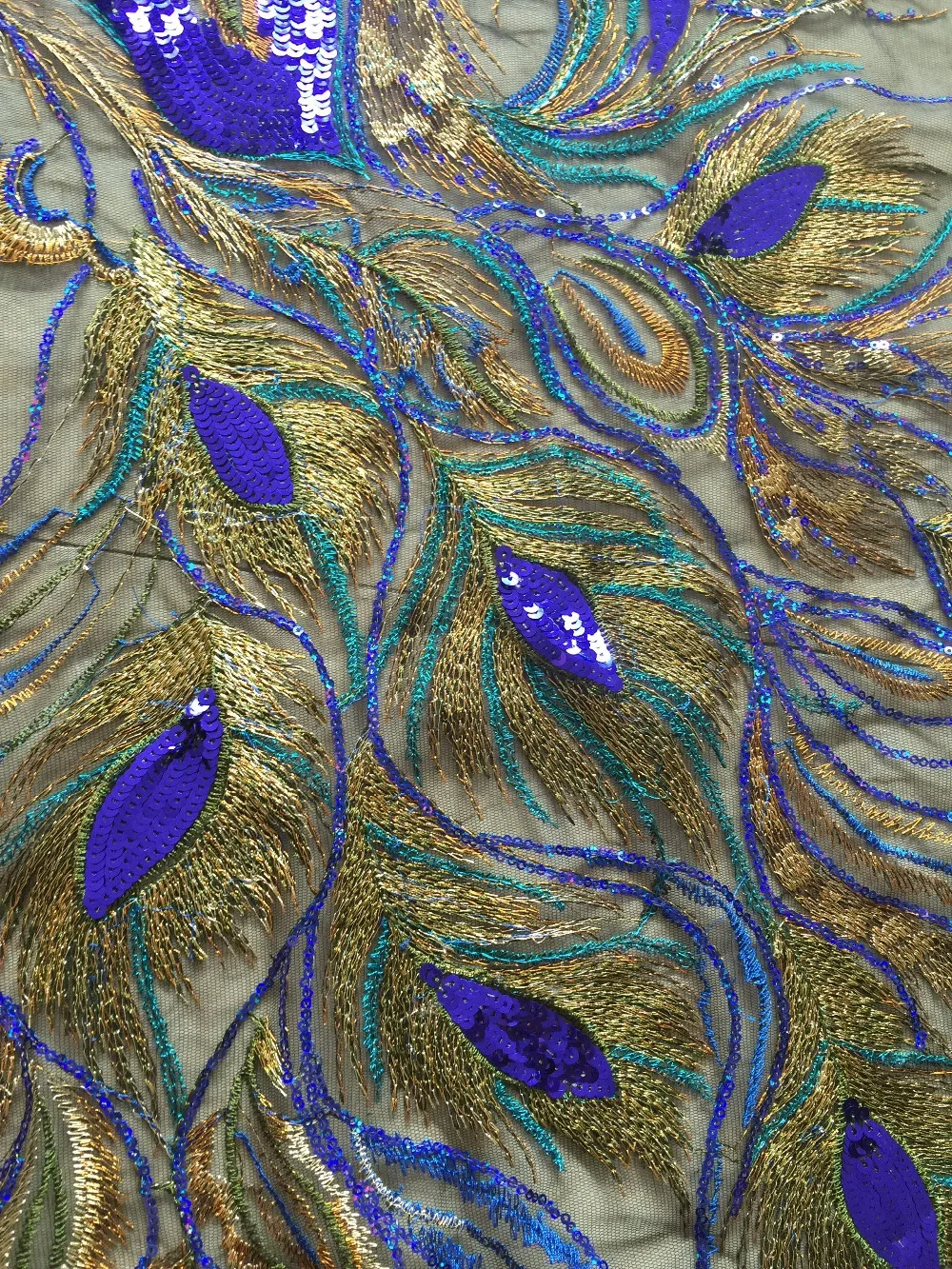 Sequins/ embroidery lace/ fabric/mesh/peacock's eye/phoenix'feather/7 color selectionin Lace