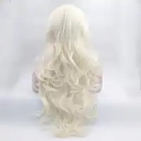 Marquesha Natural Looking Heat Resistant Fiber Platinum Blonde Loose Curly Synthetic Lace Front Wig For Women Replacement Wig
