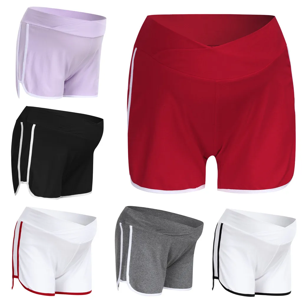 

Pregnancy Maternity Shorts Pregnant Maternity Short Pants Solid Stretch Sports High Waist Safety Shorts Wear For Pregnant Women