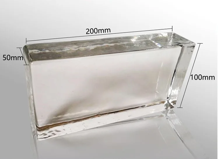 Прозрачный стеклянный блок 10x20 см, толщина 5 см, 2,5 кг/шт., 6 шт/коробка