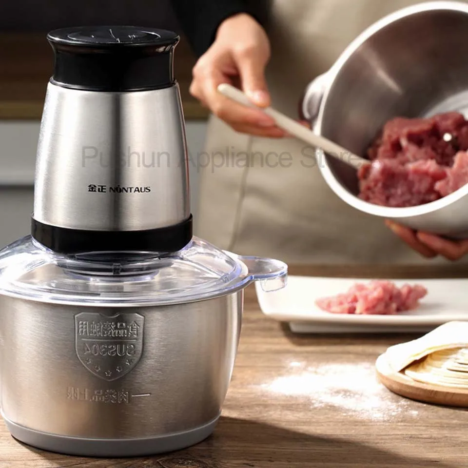 electric Stainless steel 2 Speeds 1.8L capacity Chopper Meat Grinder ginger garlic chili mincing Household Mincer Food Processor architectural guide chili