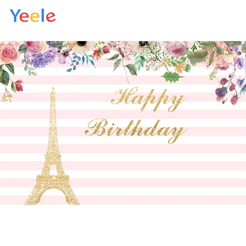 

Yeele Vinyl France Eiffel Tower Flowers Birthday Party Photography Backdrops Children Photographic Backgrounds For Photo Studio