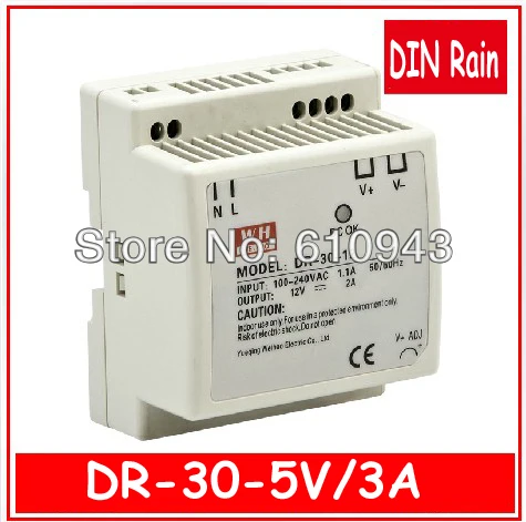 

DR-30W-5V 3A Single Output Switching power supply for LED SMPS AC to DC