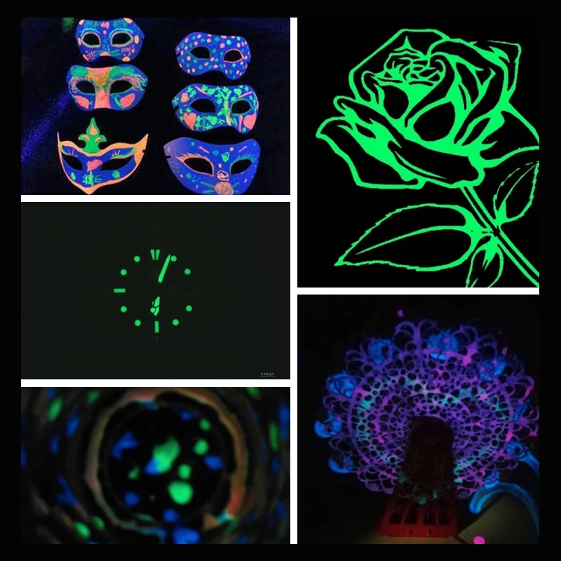9 colors Color Phosphor Pigment Luminous Powder Coating DIY Photoluminescent Dust Acrylic paints Glow in Dark