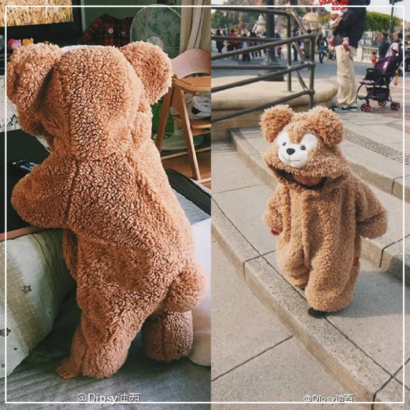 

Baby Coveralls Cartoon Teddy Bear Warm Clothes One-piece Home Service Pajamas