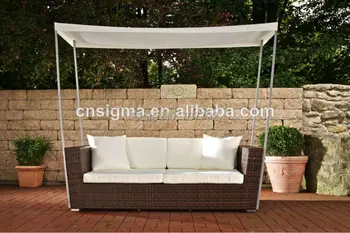

Elegant design rattan furniture outdoor lounge chair with canopy