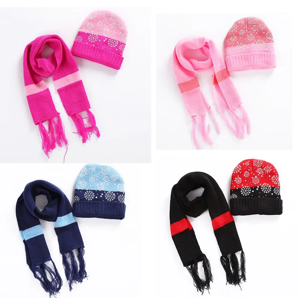 

Newborn Winter Baby Toddler Christmas SnowflakeKids Boy Girl Knitted Children's Lovely Soft Hat And Scarf Two Piece Set