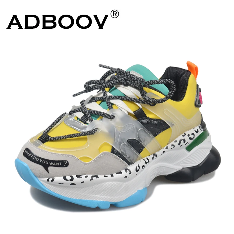 ADBOOV Brand New Fashion Sneakers Women Cross-tied Casual Shoes Women Height Increasing Platform Chunky Sneakers