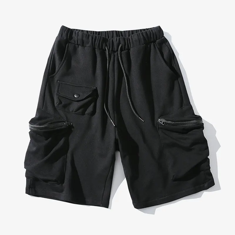 Летние уличные мужские шорты кэжуал хип хоп карманы мужские спортивные шорты Jogger до колена Мужские Короткие штаны бермуды Masculino - Цвет: Черный
