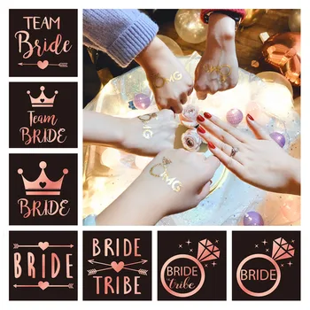 

10pcs Bachelorette Party Decoration Team Bride Temporary Tattoo Stickers Bridal Shower Bride To Be Hen Party Wedding Decorations