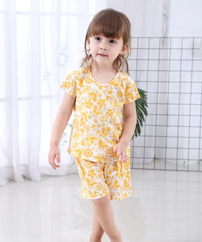 

Baby Girls Short Sleeve Summer Clothing Set in 100% Cotton Slubbed