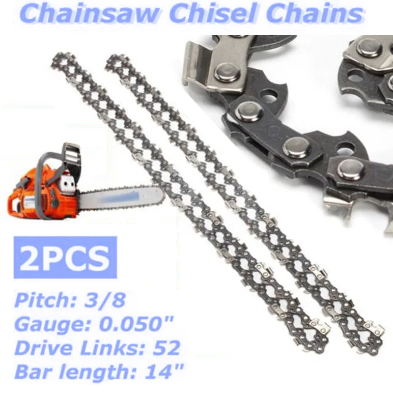 

2Pcs 14 Chainsaw Chain Semi Chisel 3/8 0.050 52 DL For Husqvarn 16E, 23, 33 36