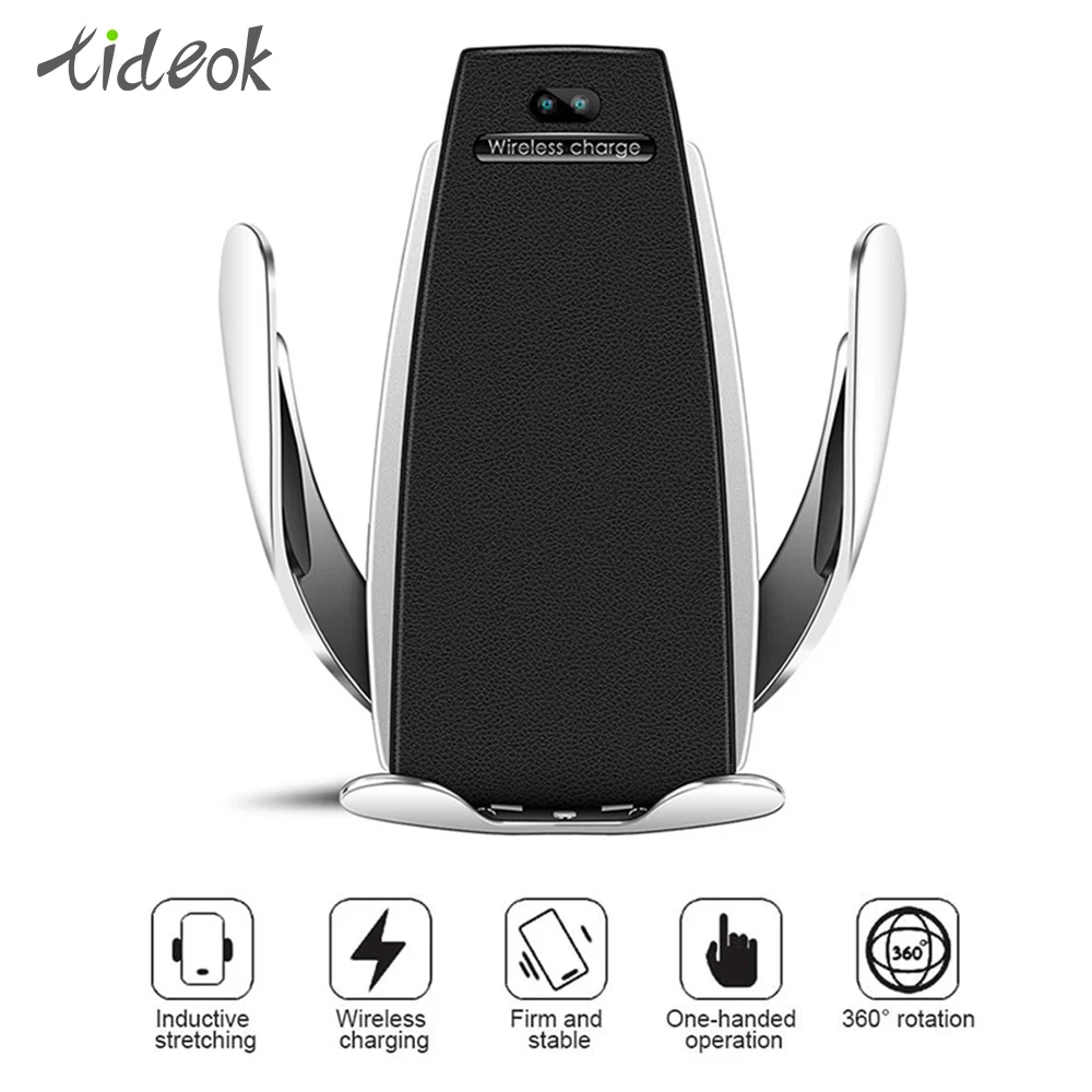 

IR Intelligent Automatic Clamping Sensor Mobile Phone Holder Wireless Charging Car Phone Holder for iPhone Xs Samsung S9 S8