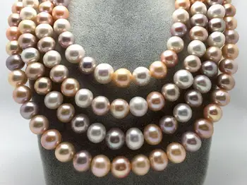 

9-10mm south sea round multicolor pearl necklace 50inch 14K Gold Clasp KKK
