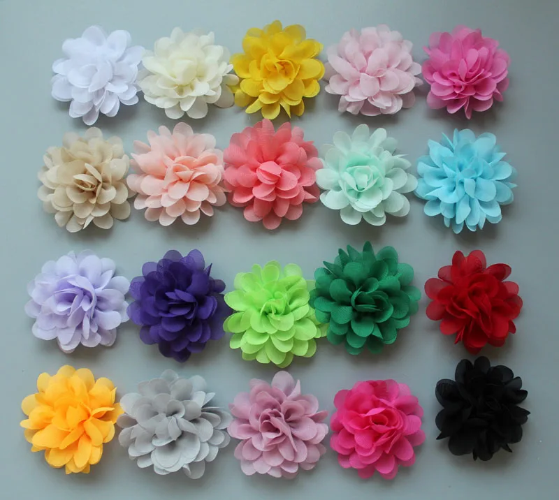 

Wholesale 2.75 " girls DIY middle size Chiffon flowers Flat Back for hair headband hairclips 60pcs/lot freeshipping