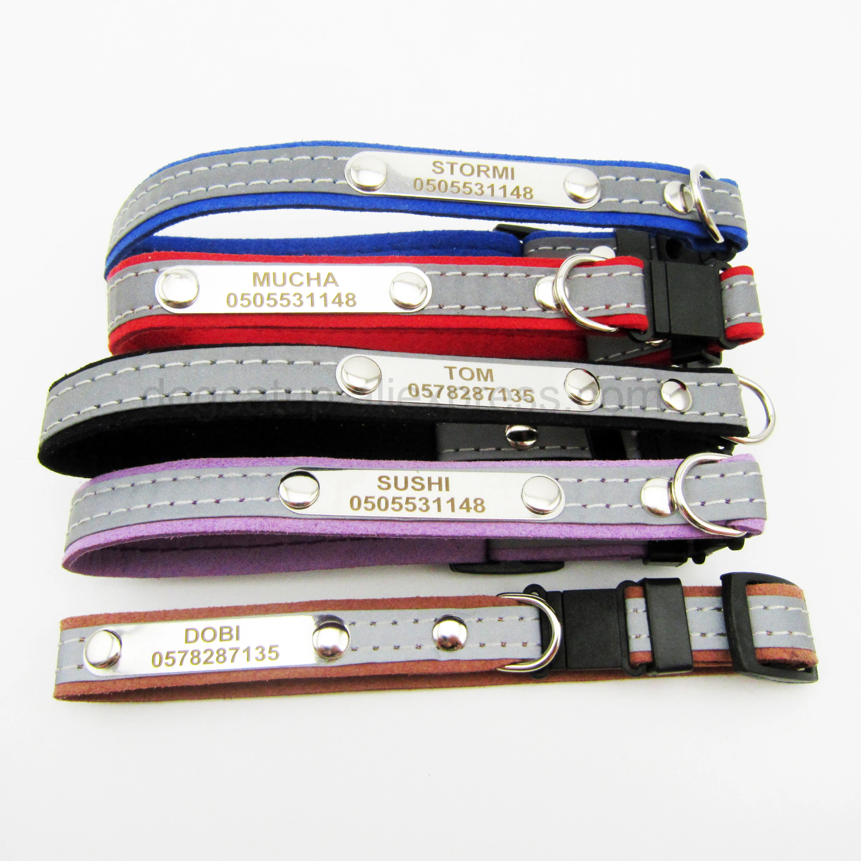 Personalized Cat Lettering Collar Reflective Pet Collars With Engraved Name Phone Number ID Tag For Small Dogs Kitty Neckband 5