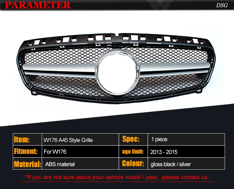 Решетка переднего бампера для класса W176 A180 A200 A250 A45 ABS Глянцевая решетка для Mercedes 2013