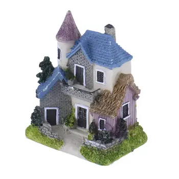 

Cute Mini Resin House Miniature House Fairy Garden Micro Landscape Home Garden Decoration Resin Crafts Color Random