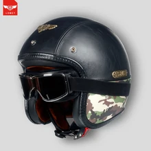 LDMET cuoio DELL’UNITÀ di ELABORAZIONE harley casco moto vintage moto rcycle casco aperto del fronte camouflage capacetes de moto ciclista vespa cafe racer