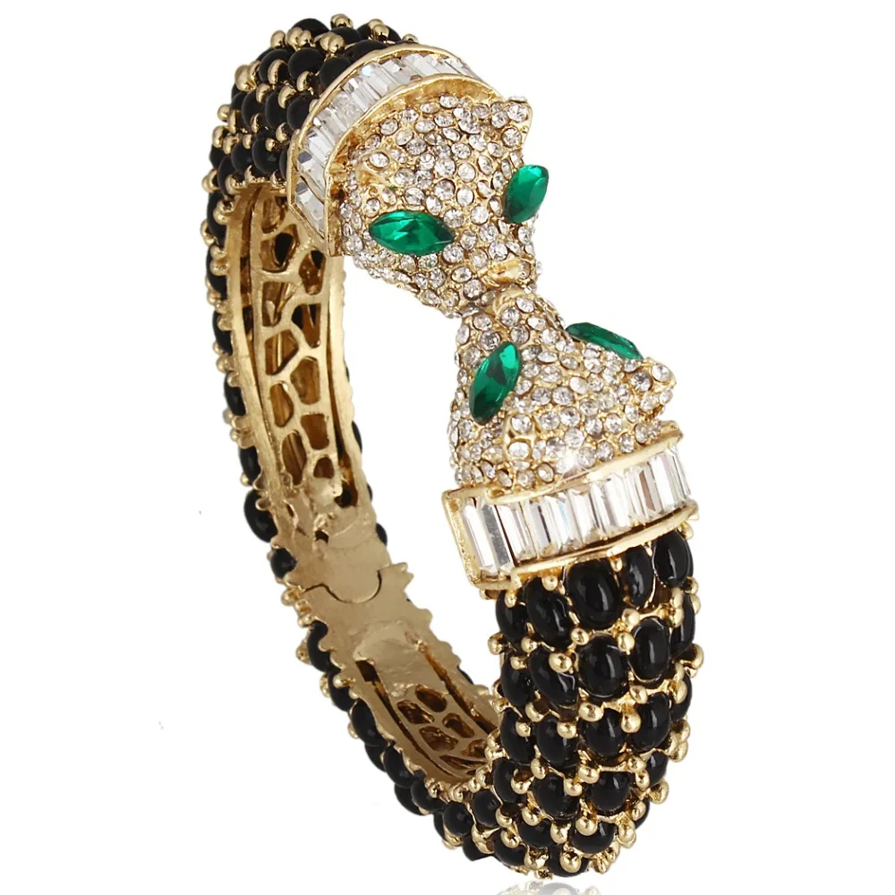Tuliper Black Kiss Panther Leopard Zvířecí náramek Náramek Rakouský křišťálový pryskyřičný náramek pro ženy Party šperky Nejlepší dárek