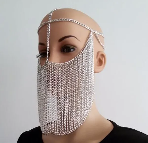 Chran, роскошная модная женская Панк многослойная металлическая цепочка на голову, ювелирное изделие, повязка на голову, волосы, маска для лица, украшения для тела HDC425