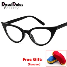 Женские очки кошачий глаз оправа кошачий глаз прозрачные очки Женская Рамка для очков ретро женские очки брендовый дизайн с коробкой
