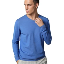 Мужские пуловеры с длинным рукавом, верхняя одежда, хлопковый свитер, мужские серые свитера с v-образным вырезом, топы, одноцветные вязанные базовые свитера, одежда, джемпер