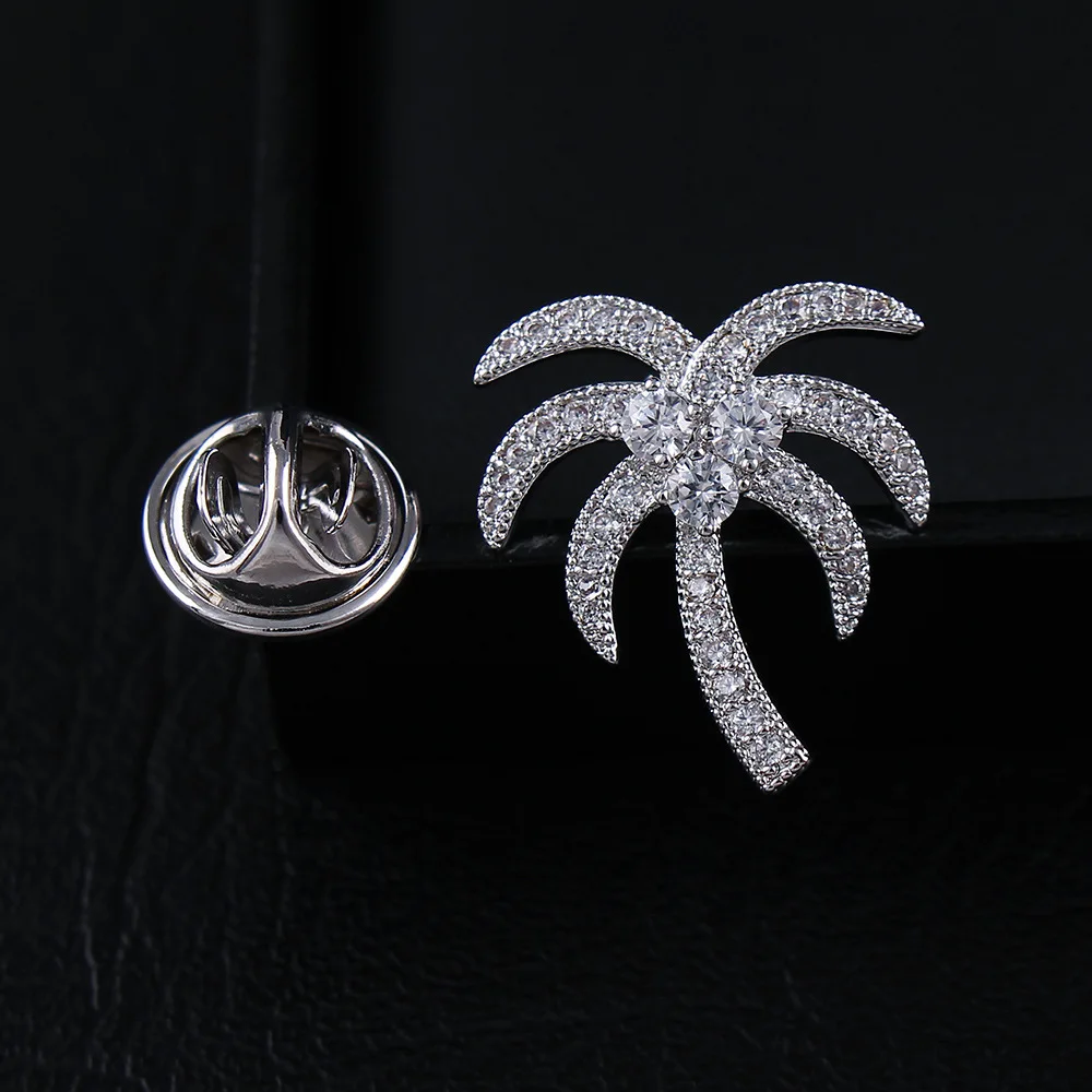 Palm tree mini pin brooch shirt lapel pin for men fashion Coconut tree