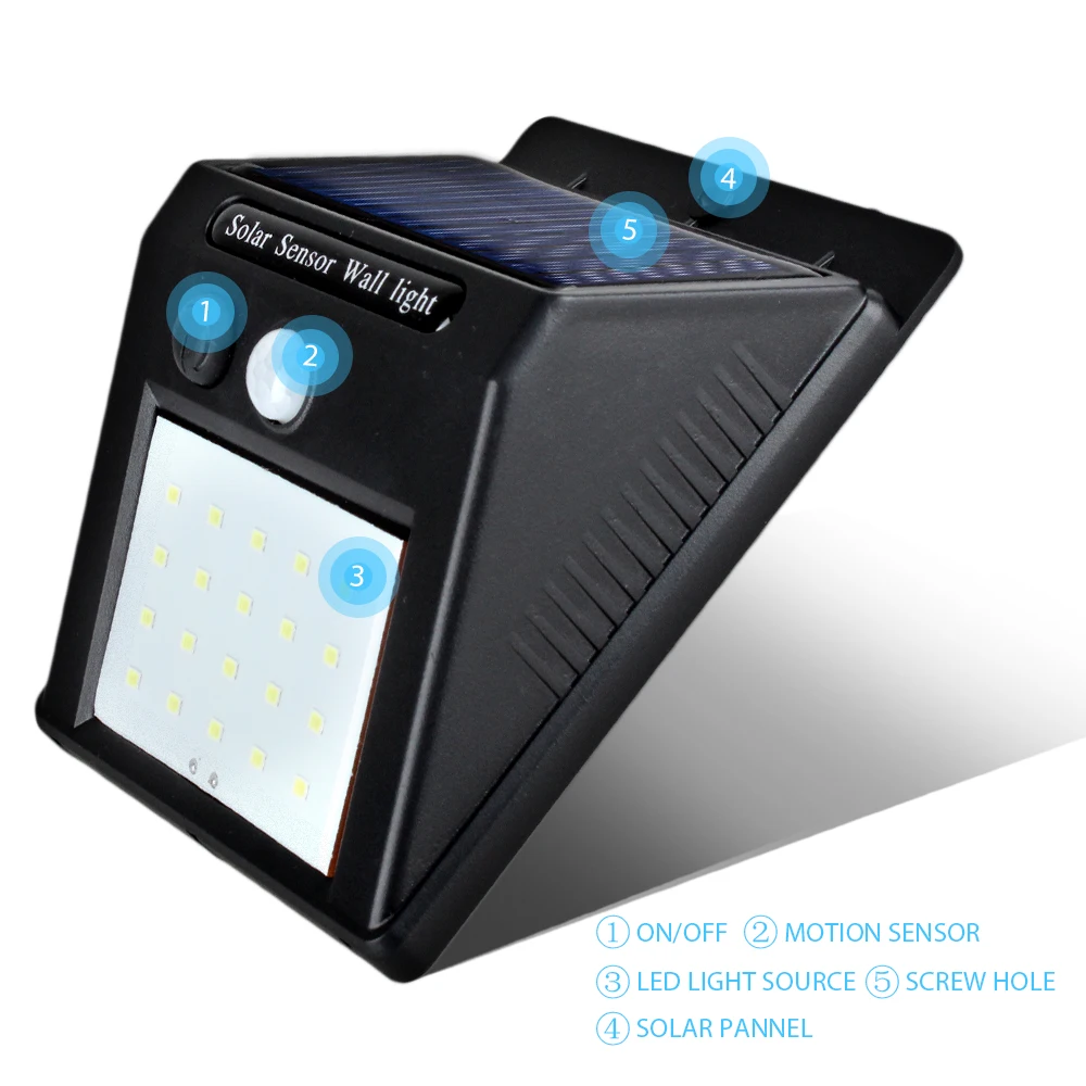 T-SUNRISE 20 светодиодный светильник на солнечной батарее, светильник с датчиком движения, светильник на солнечной батарее/наружный светодиодный светильник на солнечной батарее