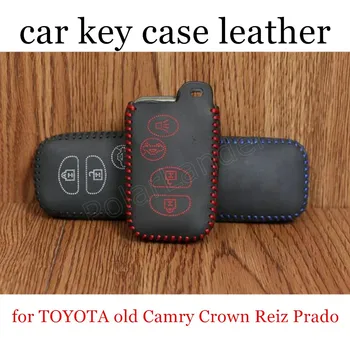 

Only Red new coming fit for TOYOTA old Camry Crown Reiz Prado Hand sewing car key case cover Genuine quality leather