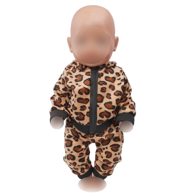 

43 cm baby dolls Clothes new born fashion leopard print suit Baby toys fit American 18 inch Girls doll f669