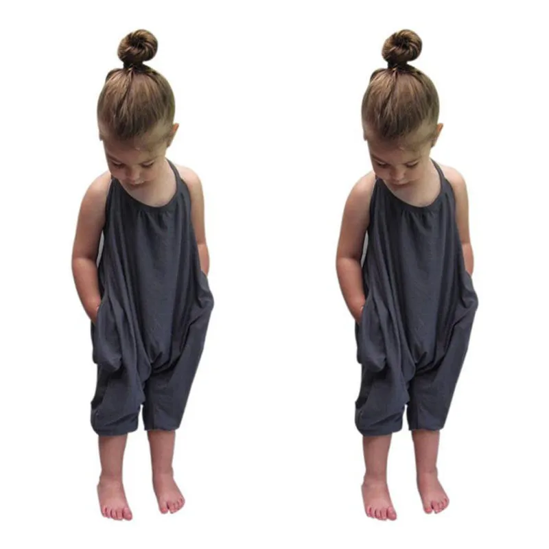 Fashion Toddler Kids Baby Girls Straps Rompers Jumpsuits Piece Pants Clothing
