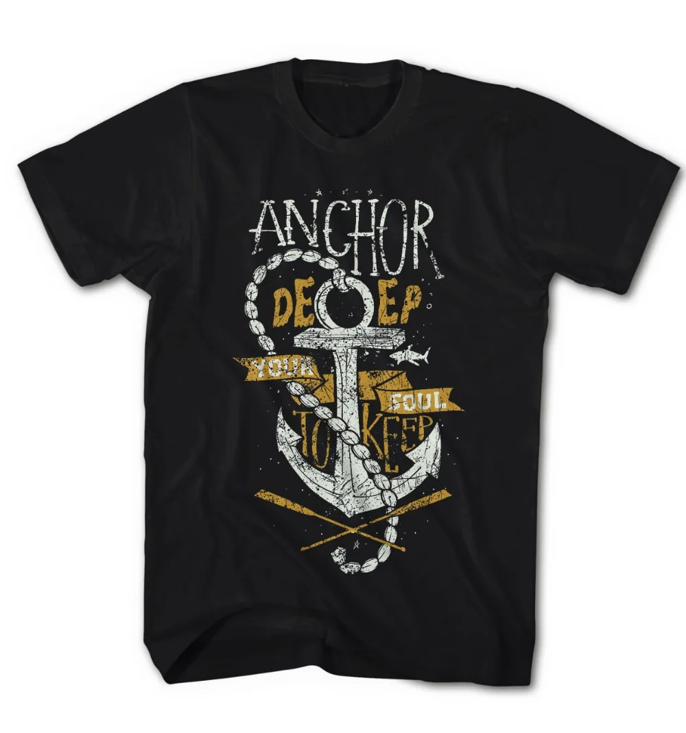 

Awesome T Shirts Broadcloth Ancre Deep Blue Sea O-Neck Short Sleeve Mens T Shirt