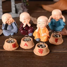 Shake Tead Monk Chinese Kungfu Monk Figurine Buddha Statue Household Car Decor Spring Baby Dolls Mandala Decor Crafts
