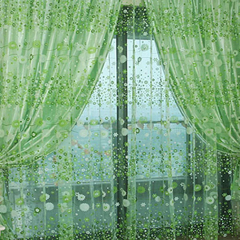 

1 PCS Stylish Floral Tulle Voile Door Window Curtain Drape Panel Sheer Scarf Valances
