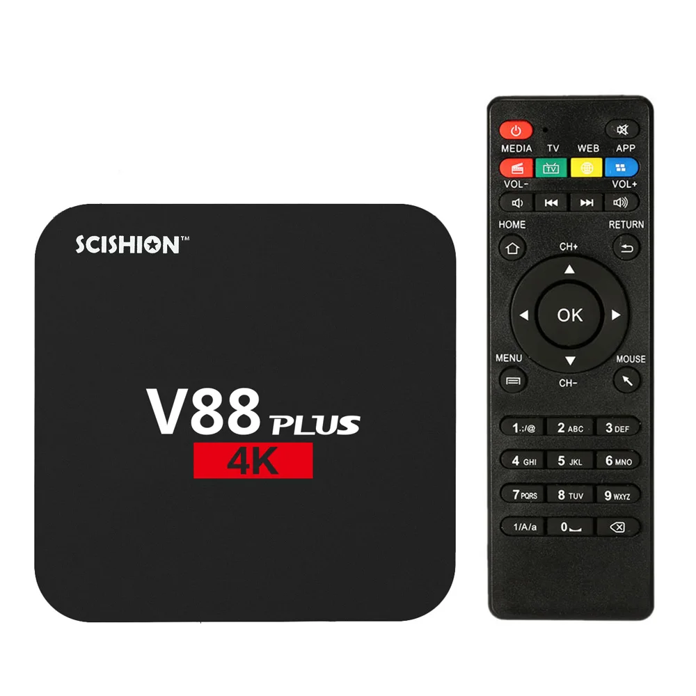 SCISHION V88 Plus Android tv BOX 2 ГБ 8 ГБ Android 6,0 Rockchip 3229 четырехъядерный WiFi Поддержка Bluetooth H.265 телеприставка мини-ПК