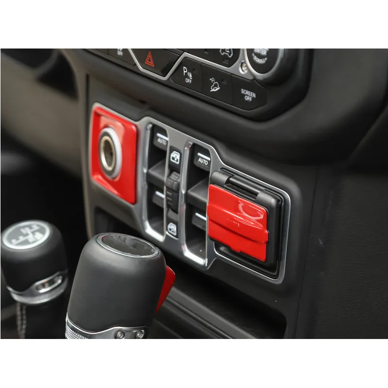 Ajuste para Jeep Wrangler JL 2018 up mechero de coche y Puerto USB Decoración bisel adornado piezas interiores accesorios de coche Ajuste para Jeep Wrangler JL 2018 up mechero de coche y Puerto USB Decoración bisel adornado piezas interiores accesorios de coche