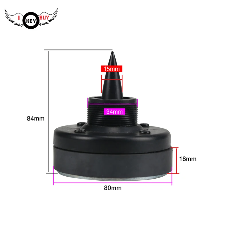 1PC 25.5mm Tweeter Horn Drive Head 80 Magnetic Professional Stage Treble Speaker DIY Screw-on High Sensitivity 98dB 80W 8OHM