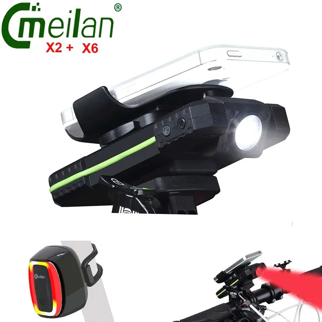 Special Offers Cycling front headlight Meilan Bicycle light Usb Bike Taillight LED Mobile Phone Holder Power bank Lamp