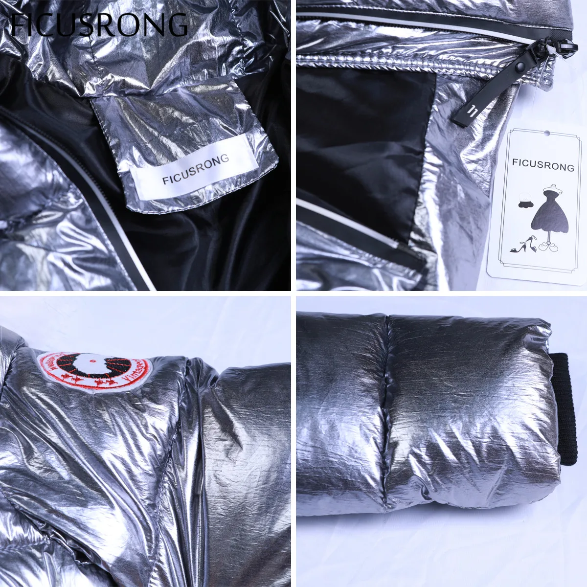 Elegant White Fur Collar Coat Winter Jacket Women Long Down Parkas Female Warm Hooded Jacket Coat Silver Gray 2018 New FICUSRONG