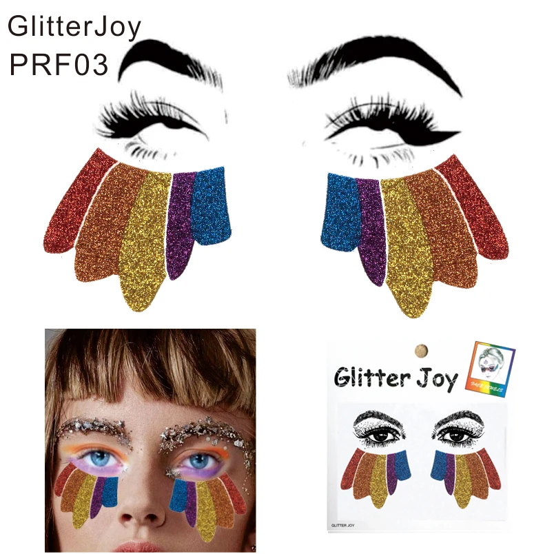 

PRF03 1Pc Under Eye Colorful Rainbow Pride Face Glitter Tattoo Sticker Trendy Party Body Paint Decoration at Festival