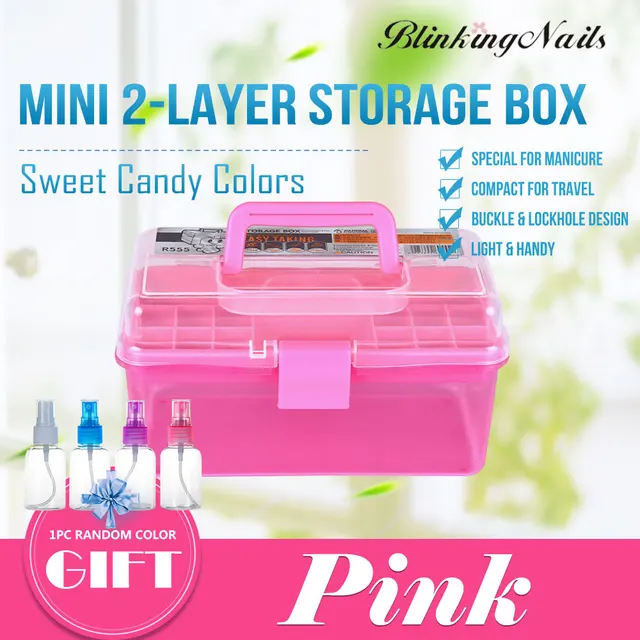 Tool Box for Nail Tools Storage Box Organizer with Container for Beads