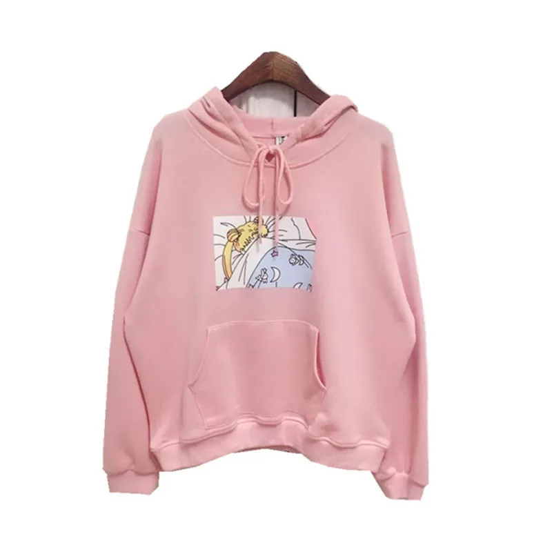 

Japanese Cute Sailor Moon Girls Cartoon Hooded Pullover Sweatshirt Women's Hoodies Top Clothing