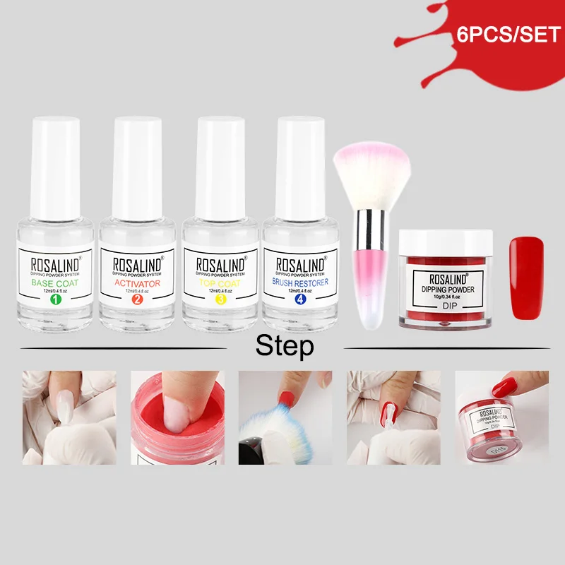 RP-5PCS-04 ROSALIND погружающая блестящая пудра натуральный сухой хром пигмент дизайн ногтей пыль голографическая Пудра Набор для гель-лака маникюр - Цвет: RP-5PCS-04