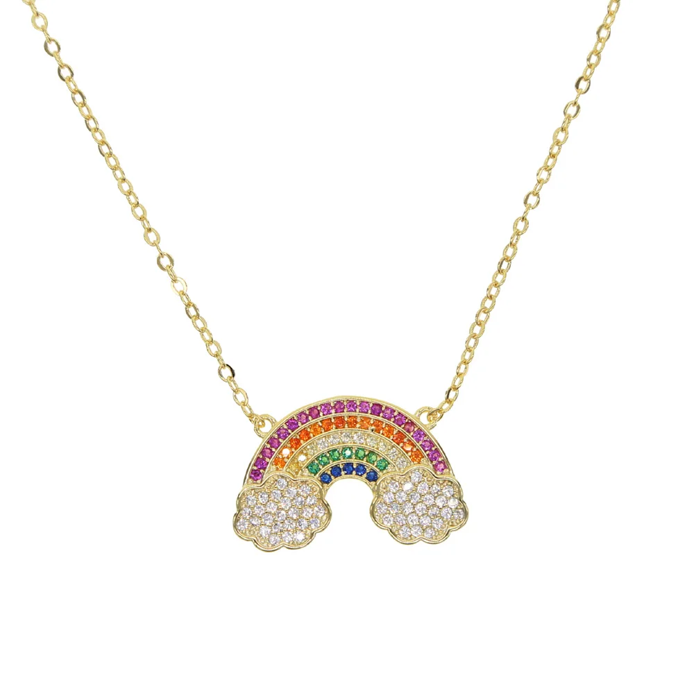 

CZ Rainbow Necklace Stone for Woman Multicolored Necklace Pendants Fashion rainbow jewelry 2019 summer new