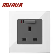 Mvava 13a великобритания гнездо белый кристалл Стекло Кнопка 13a Великобритания розетка с свет