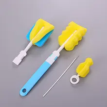 4pcs Baby Bottle Brushes Set Sponge Plastic Glass Milk Water Cup Cleaner Nipple Pacifier Milk Feeder Cleaning Brushes sets