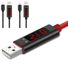 1m cabo usb para tensão atual testador medidor display náilon trançado carregamento rápido para samsung s9 android tipo-c cabo