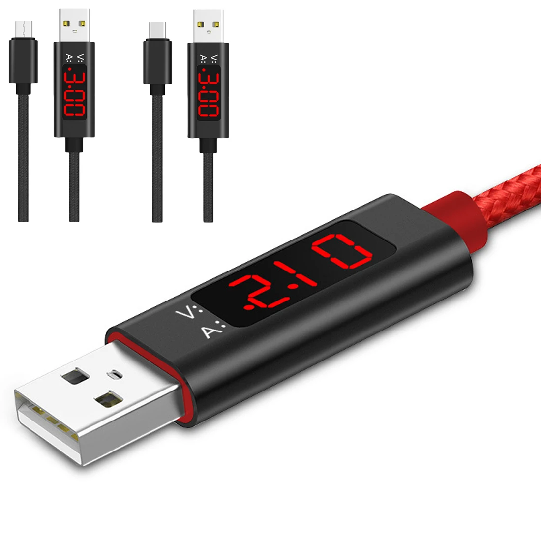 

Type-C Cable 1M Micro USB Type C Voltage Current Tester Meter Display Nylon Braided Fast Charging For Samsung S9 Note 8 Android