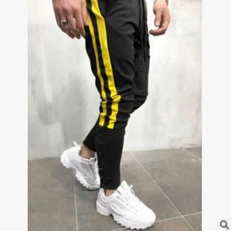 

2019 speed sells explosive men's sports pants jogging pants men's color matching foot button halon feet casual sports pants men